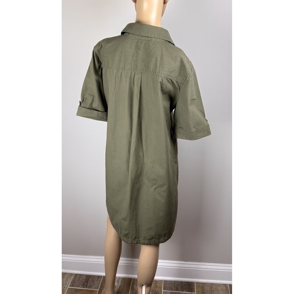 Karen Scott Dress Womens Sz M Green Cotton 1/4 Button Utility Shirt Short Sleeve - Picture 7 of 16